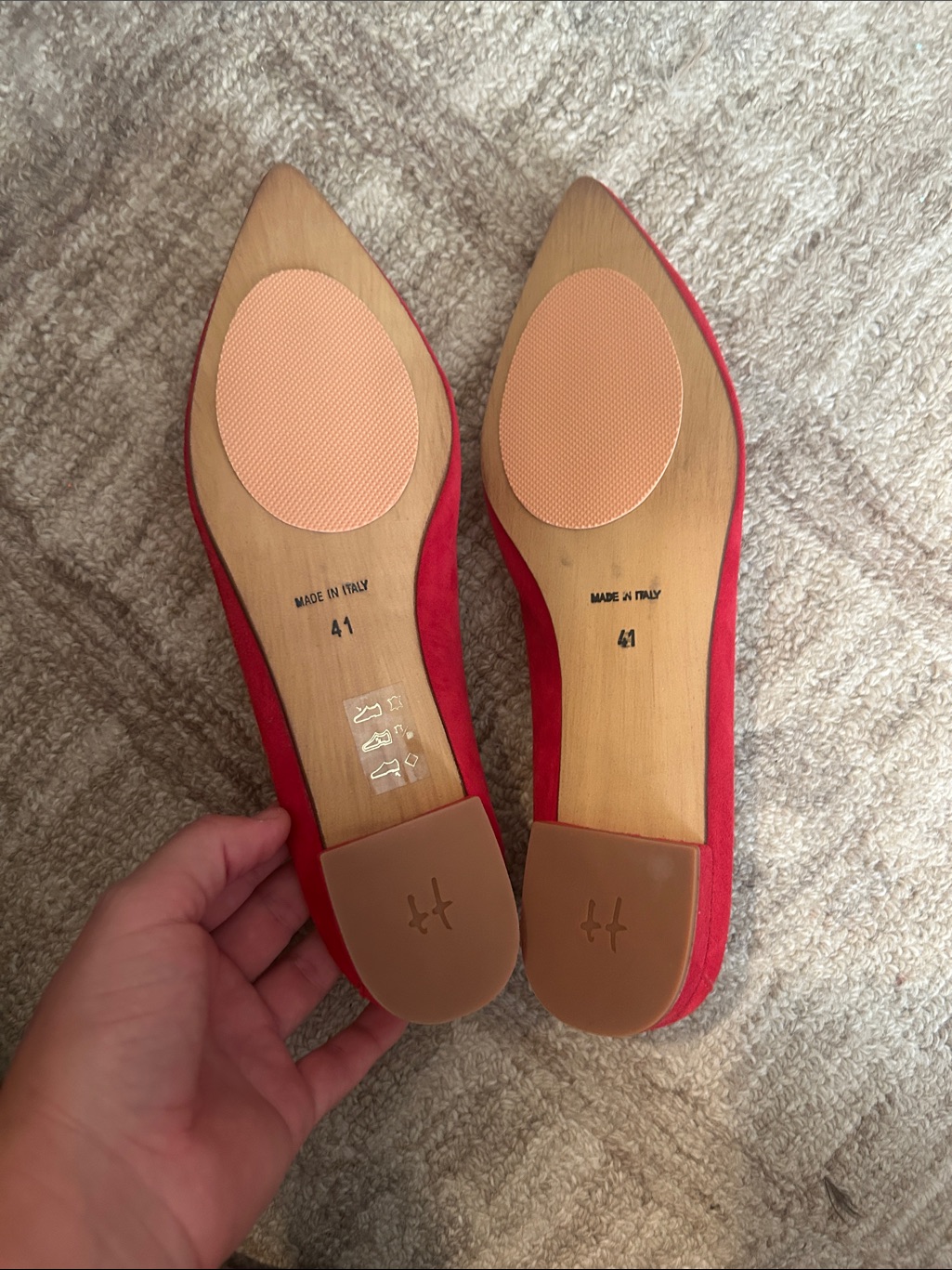 New Ballerette Roma Pointed Toe Red Suede Italian Flats Women’s Size Eu 41 — image 4 of 4